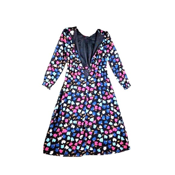 J CREW Women's Crinkle Ruffle Tiered Midi Dress Black Multi Sz 8 Colorful Floral - Picture 9 of 12